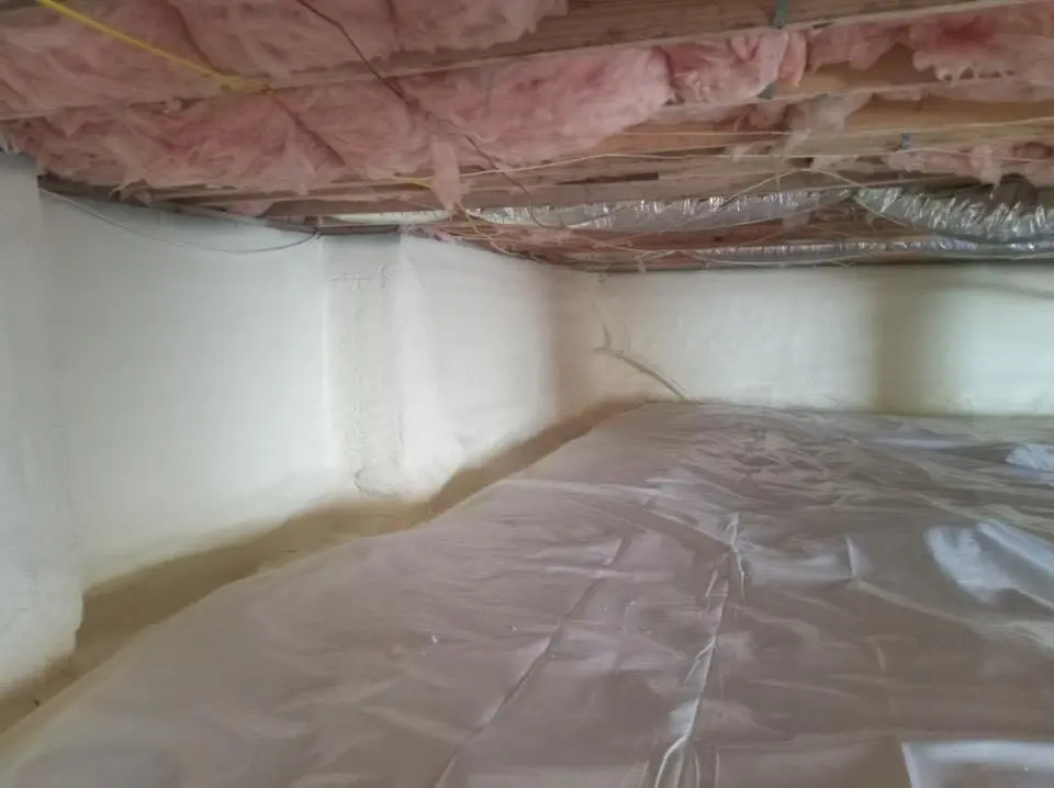 Crawl space encapsulation with closed-cell spray foam for Attic Insulation in Newton